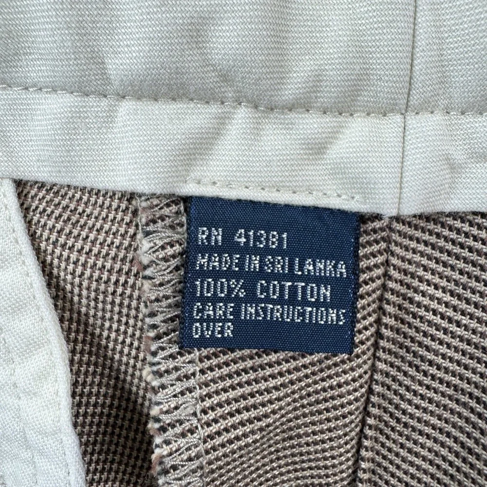 Polo Ralph Lauren 90s Double Pleated Brown Cotton Tickweave Trouser Size 32x28